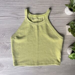 AMERICAN EAGLE waffle knit green crop top size M